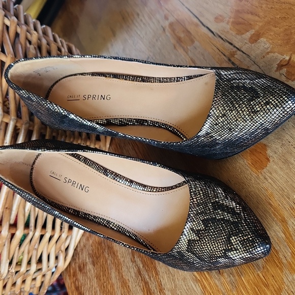 Python Golden Silver Metallic Wedge Heel sz 7 - Picture 2 of 14